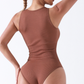 Seamless sleeveless yoga bodysuit