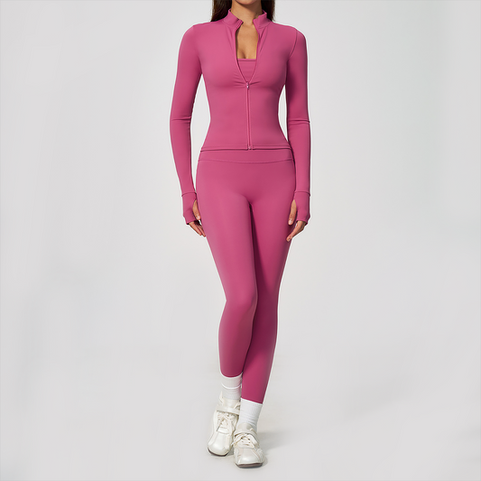 Wholesale 3-Piece Yoga Set – Cardigan & Bra & Leggings Fitness Outfit