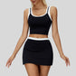 Two-piece contrasting sports tank top + A-line skirt