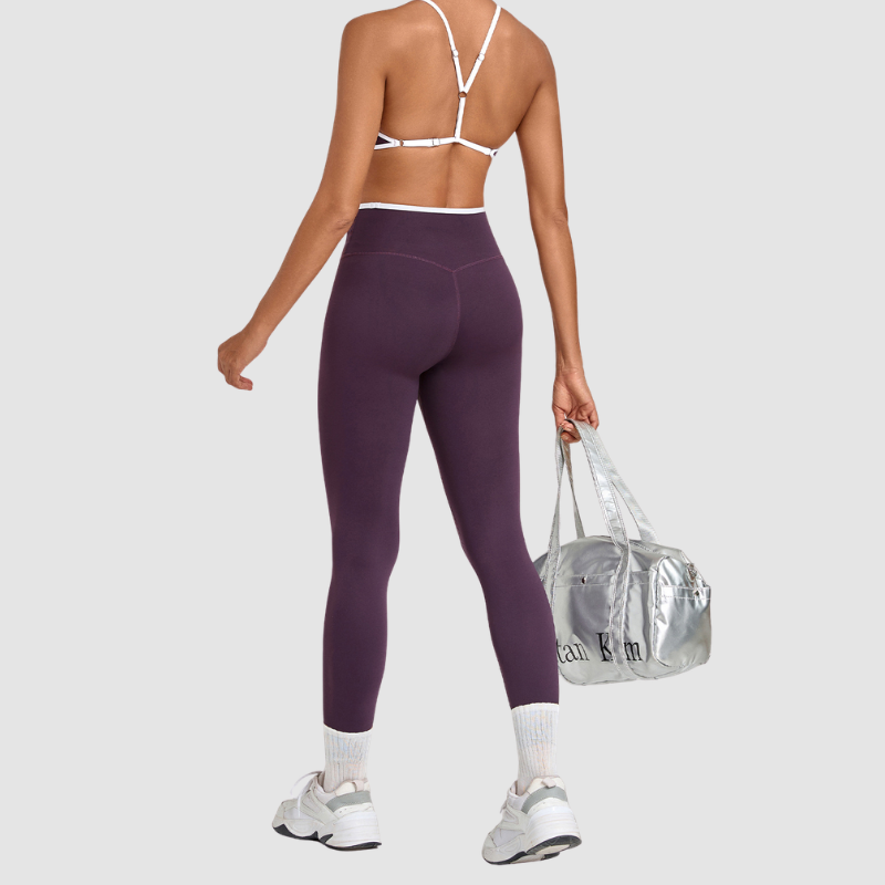 Wholesale Colorblock Piping Yoga Set Adjustable Strap Sports Bra & Leggings