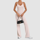 Wholesale Women's Racerback Yoga Set – Double-Layer Chest Pad Cross Waist Flare Pants