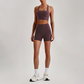 Wholesale Cross-Back Sports Bra & High-Waist Biker Shorts Set – Naked-Feel Quick-Dry Yoga 2-Piece