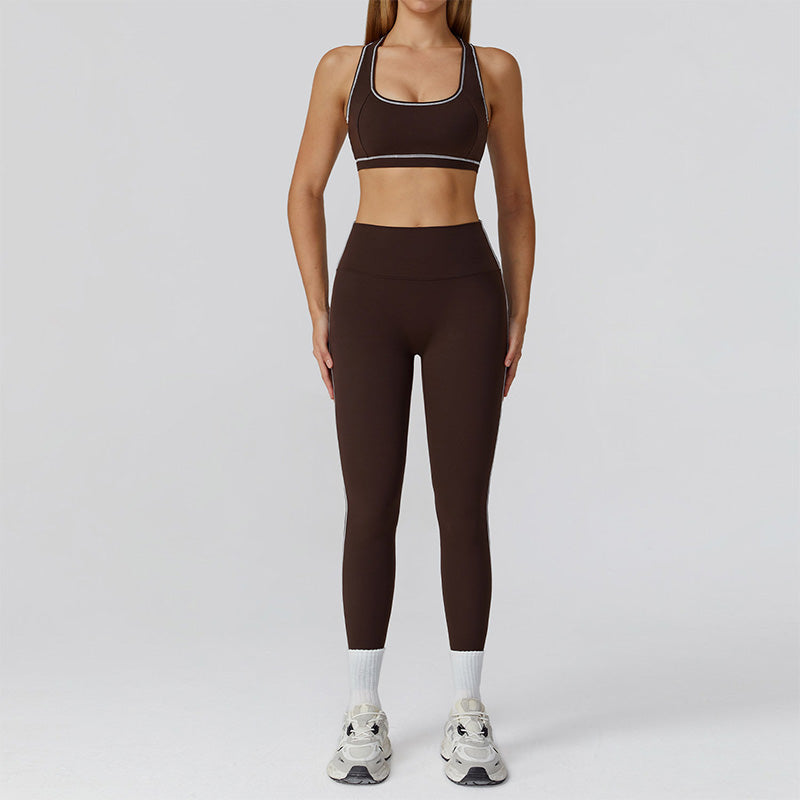 Racerback Sports Bra + Leggings de cintura alta set de 2 piezas