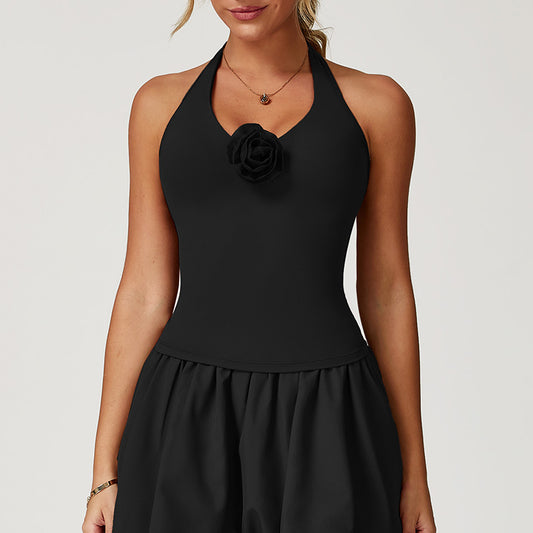 Halter Sports Top + Rose bud spike 2-Piece Set