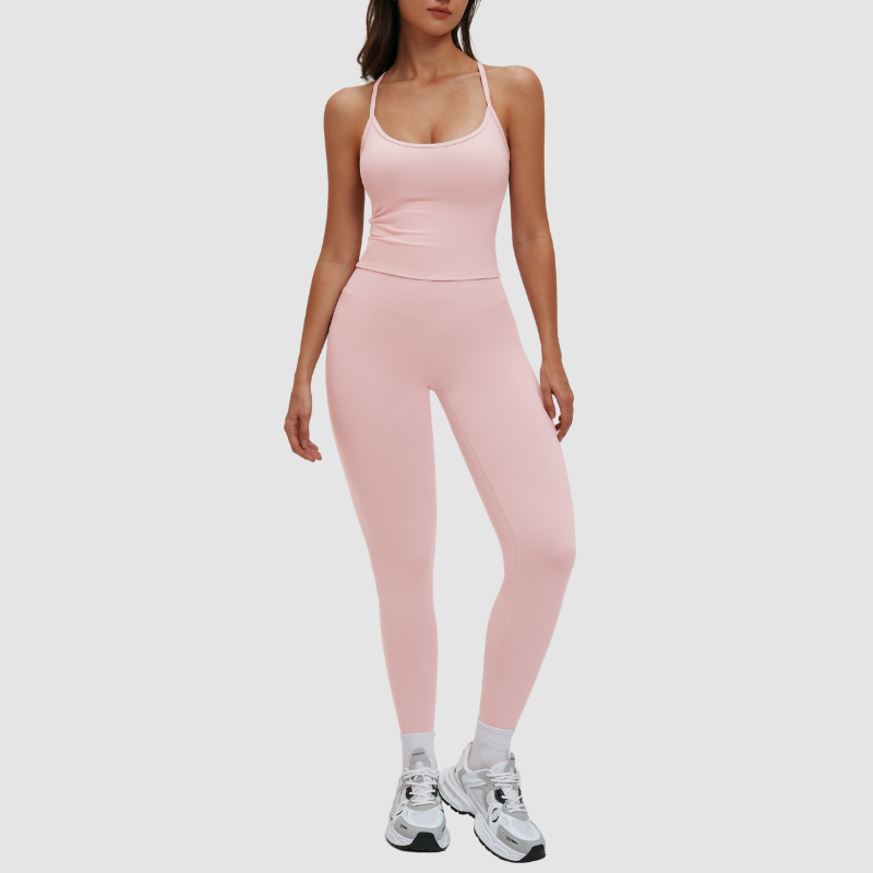 Wholesale yoga tank top with bra pads + leggings