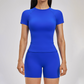 Wholesale solid color short sleeved T-shirt+high waisted shorts 2-piece set