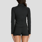 Wholesale Naked-Feel Stand-Collar Zip Jacket & Tennis Shorts Set – 2-Piece Athletic Matching Set