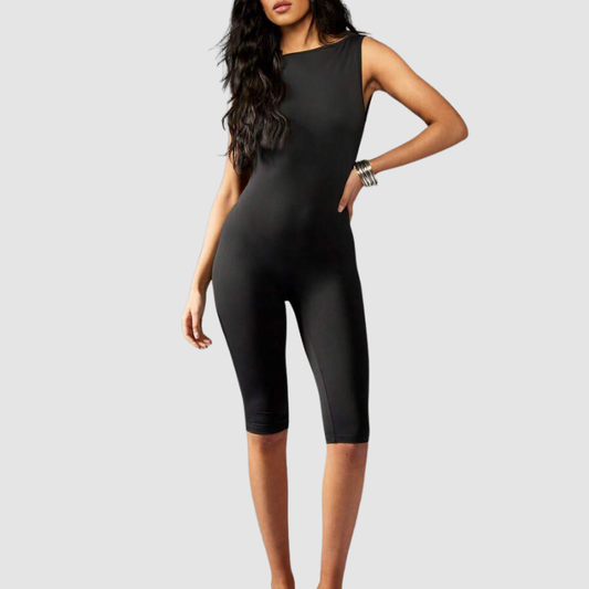 Wholesale Naked-Feel Open-Back Yoga Jumpsuit with Built-In Bra – Sculpting Full-Length Activewear
