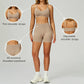Seamless thin straps Sports Bra + High-waisted shorts 2-Piece Set