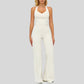 Contrasting racerback tank top+ High-waisted wide-leg pants 2-piece set