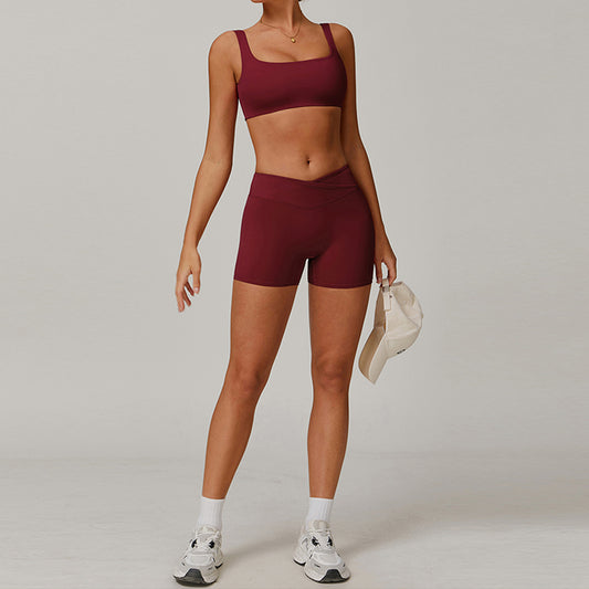 Bras de sports à séchage rapide et shorts à taille haute haute