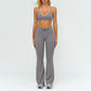 Removable bra pads + High-waisted flared pants 2-piece set