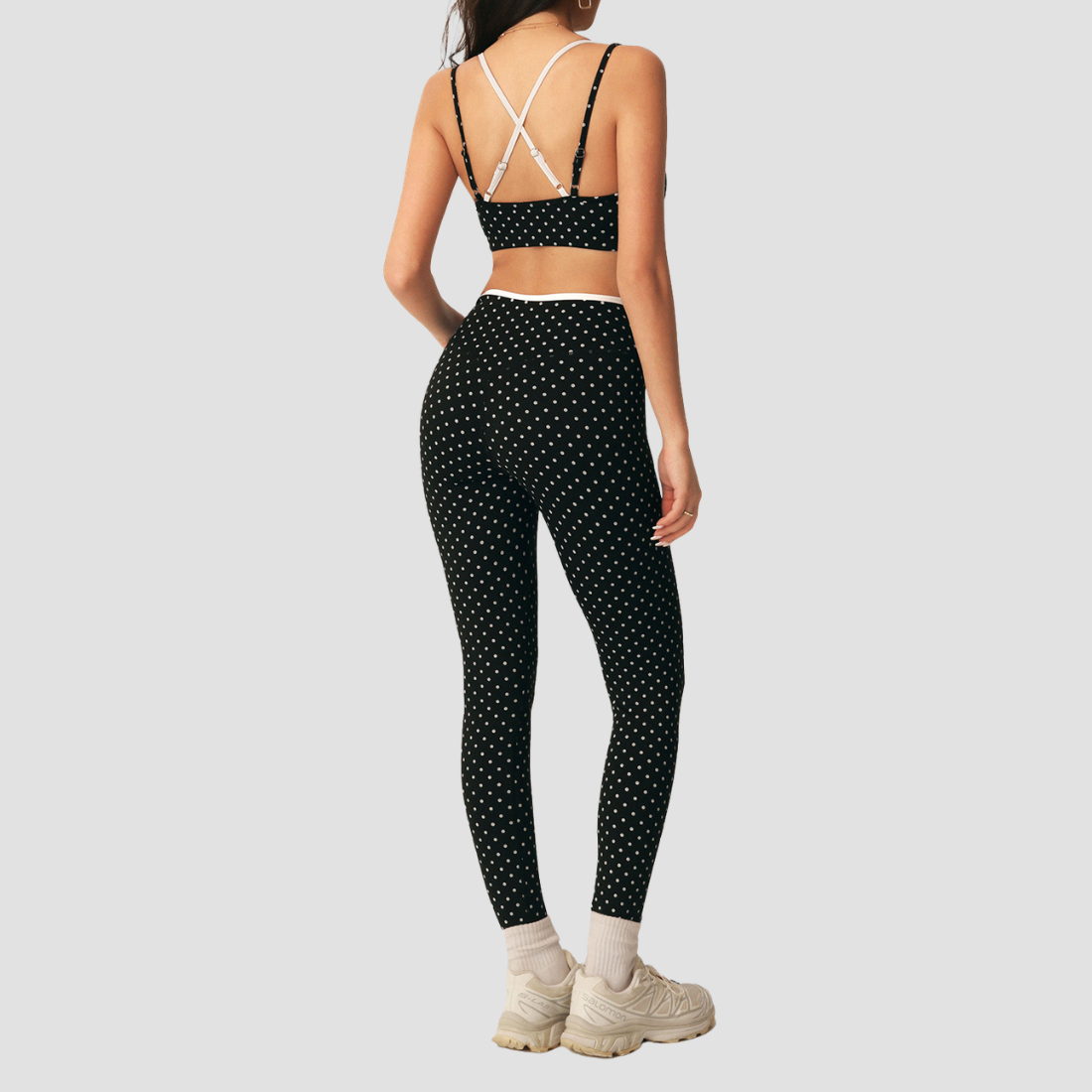 Wholesale Women's Polka Dot Yoga Set – Bra Top & Capri Leggings