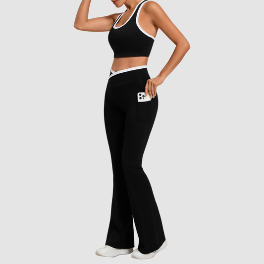 Wholesale contrasting vest+cross waistline Pants set | Wonderxfans bulk activewear