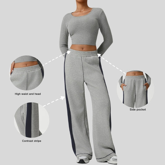 Wholesale Color-blocked wide-leg casual sweatpants | Wonderxfans bulk activewear