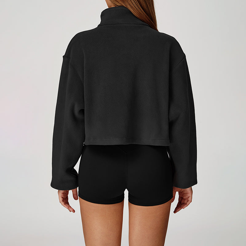 Stand collar windproof polar fleece jacket