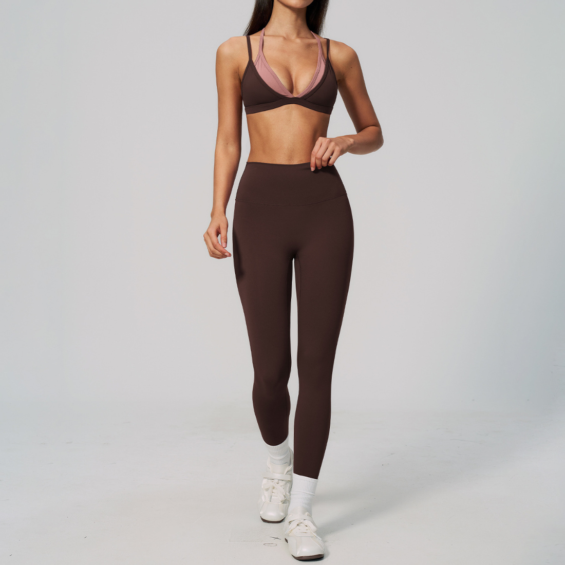 Wholesale Wholesale Slim Strap Yoga Set – Naked-Feel Bra+ Running Fitness Leggings