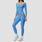 Wholesale Women High Elastic Slimming Mid sleeve T-shirt + High waist and hip lifting legging set