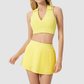 Wholesale Polo Collar Sports Bra + Pleated Tennis Skirt 2 Piece Set