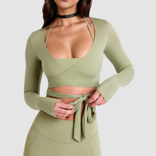 Wholesale Cross Deep V Neck Cropped | Wonderxfans bulk activewear