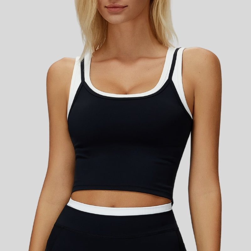 Two-piece contrasting sports tank top