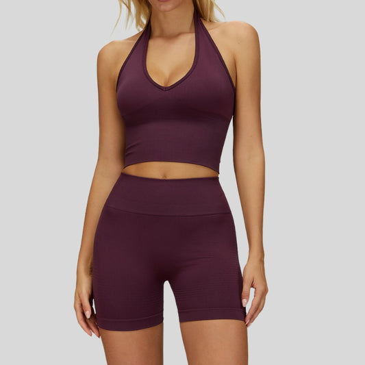 Wholesale Seamless Halterneck Threaded Yoga Bra | Wonderxfans bulk activewear