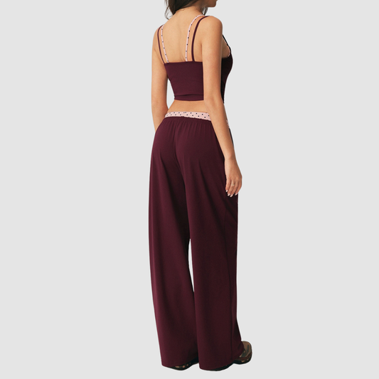 Wholesale Women's Polka-Dot Camisole & Wide-Leg Pants Yoga Set