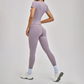 Wholesale Round Neck Short Sleeve Tank Top+High Waist Legging 2-piece Set