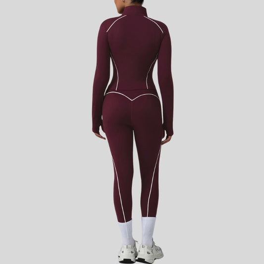 Wholesale Color-blocked lapel jacket + sports | Wonderxfans bulk activewear