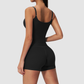 Wholesale Seam-Detail Racerback Tank Top & High-Waist Biker Shorts Set – Brushed Yoga 2-Piece