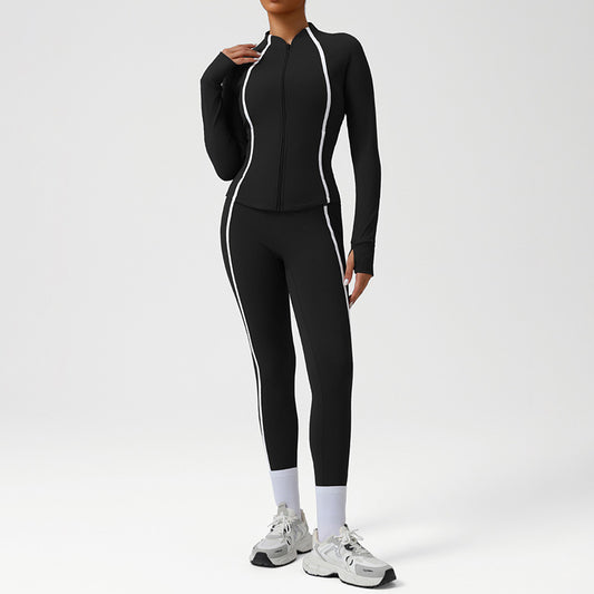 Wholesale Snug-Fit Color-Blocked Jacket + High-Waisted | Wonderxfans bulk activewear
