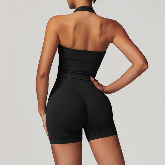 Wholesale Seamless Halterneck Threaded Yoga Bra | Wonderxfans bulk activewear