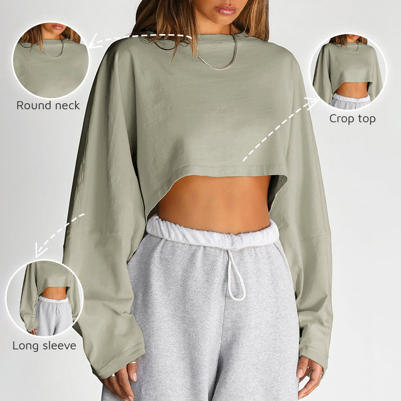 Washed Loose Fit Crop Top Sweatshirt