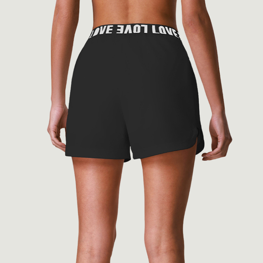Wholesale Women's Quick-Dry Letter Waistband Yoga Shorts – Anti-Exposure Lined Running Sports Shorts with Pockets
