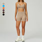 Seamless thin straps Sports Bra + High-waisted shorts 2-Piece Set