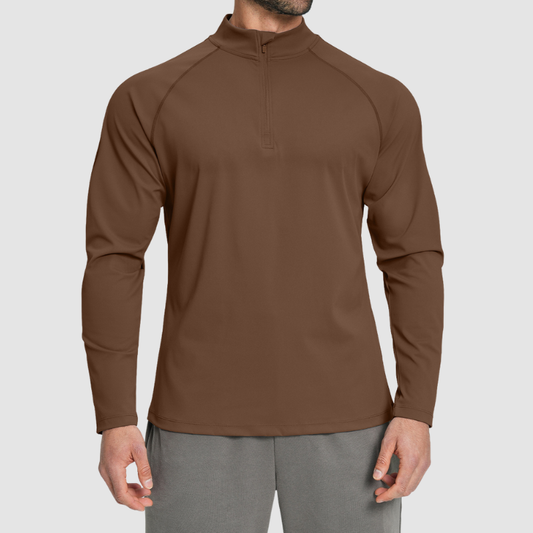 Wholesale Men's Half-Zip Mock Neck Long Sleeve Athletic Top – Moisture-Wicking Gym Fitness Training Shirt