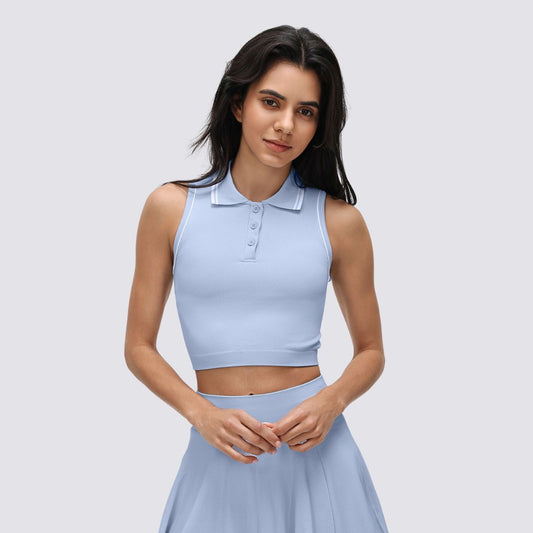 Wholesale POLO collar contrasting color yoga top