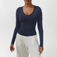 Snug-Fit V-Neck Long Sleeve