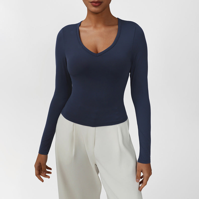 Snug-Fit V-Neck Long Sleeve