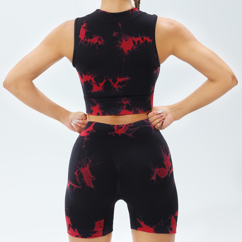 Women's tie-dye yoga tank top + shorts two-piece set