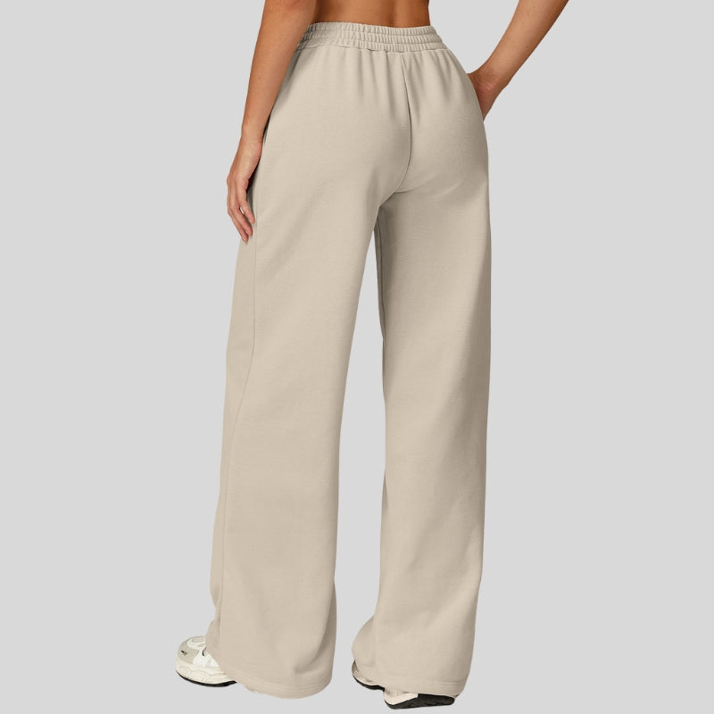 High-waisted wide-leg casual straight-leg pants