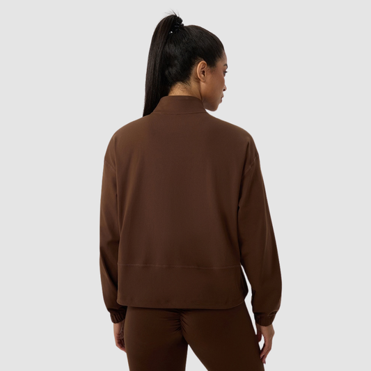 Wholesale Women's Fleece-Lined Stand-Collar Zip Fitness Jacket
