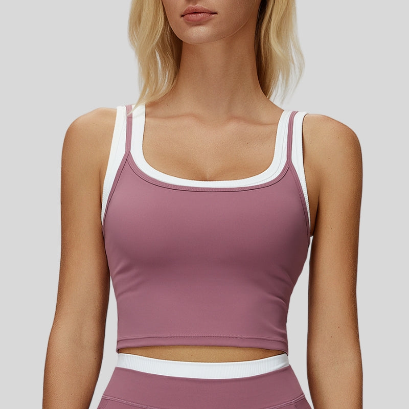 Two-piece contrasting sports tank top