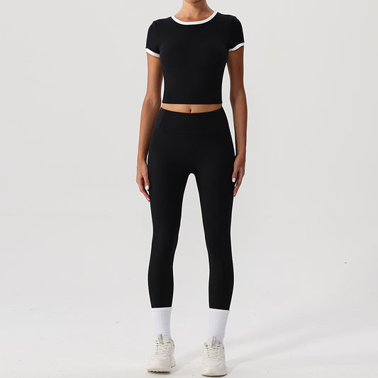 Wholesale Snug-fit Cropped T-shirt + High-waisted | Wonderxfans bulk activewear