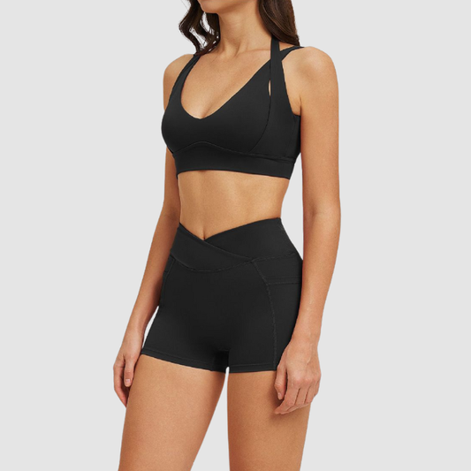 Wholesale halter-neck sports bra + shorts | Wonderxfans bulk activewear