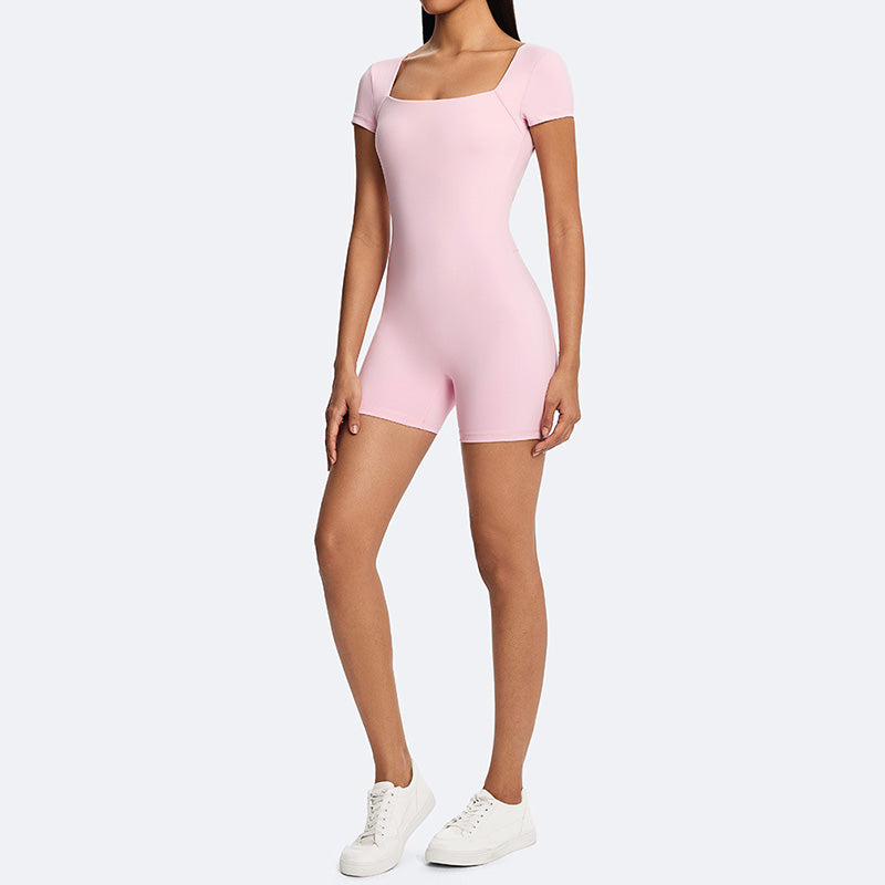 Tight-fitting backless workout jumpsuit