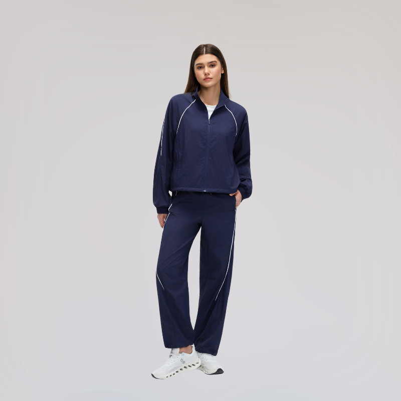 Wholesale outdoor color-block jacket + breathable pants