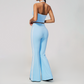 Wholesale Women's Bare-Feel Color-Block Tank Top & High waisted flared pants Set