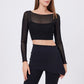 Faux Two-Piece Mesh Off-the-Shoulder Long-Sleeve Top