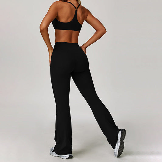 Brushed yoga bra + Flared Leg pants 2-piece set